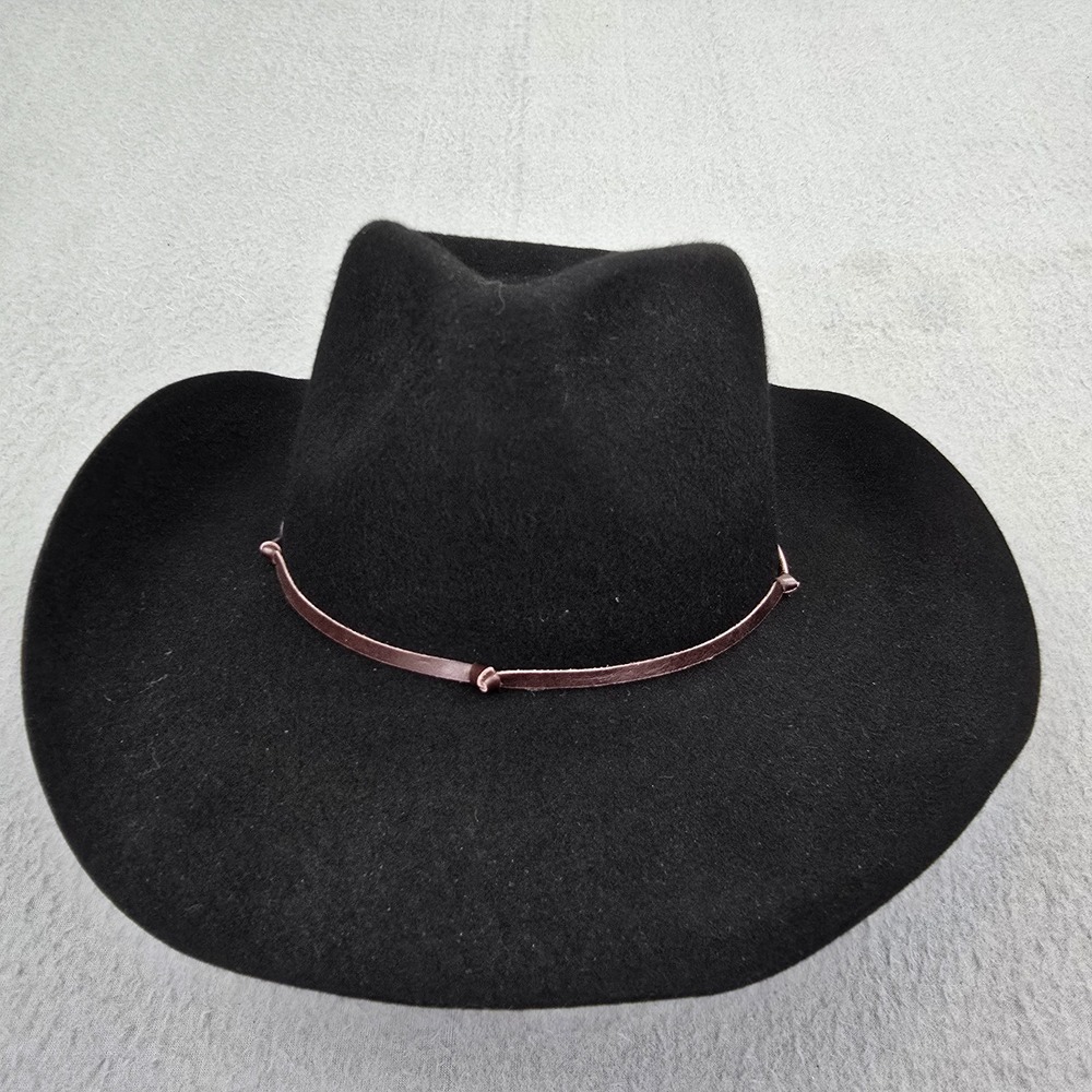 Cavalry Hat Unisex One Size Black Wool Pinched Crown Wide Brim Western Cord Cap